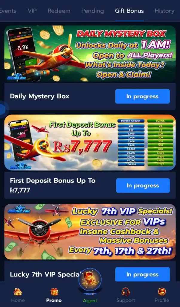 8888ACE Game bonus page and reward system
